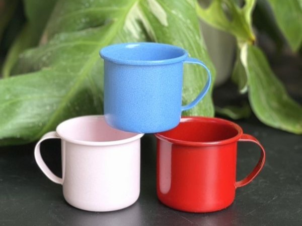 琺瑯／ホーロー／デミタスカップ【ブルー・ピンク・レッド】 高さ6.2cm